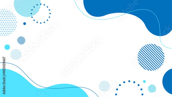 Obraz 抽象的な幾何学模様のフレーム素材 チラシ・Web・動画背景16:9サイズ 水色 青