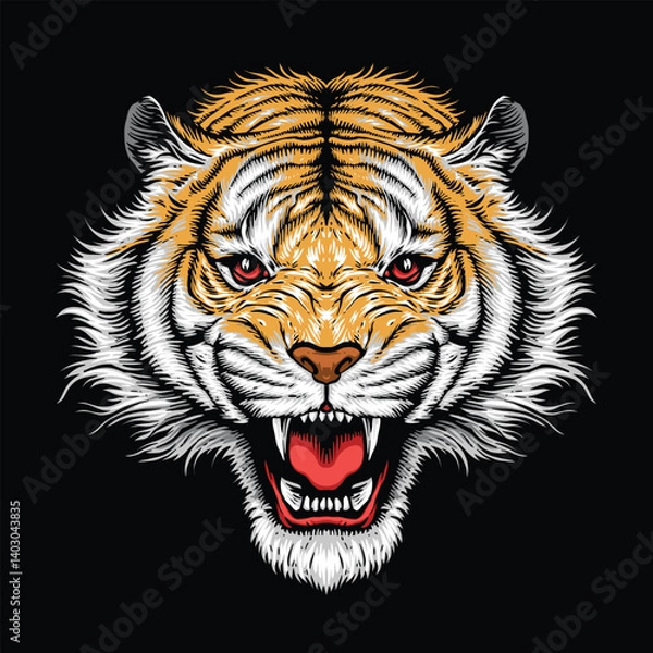Fototapeta screaming tiger head vector logo