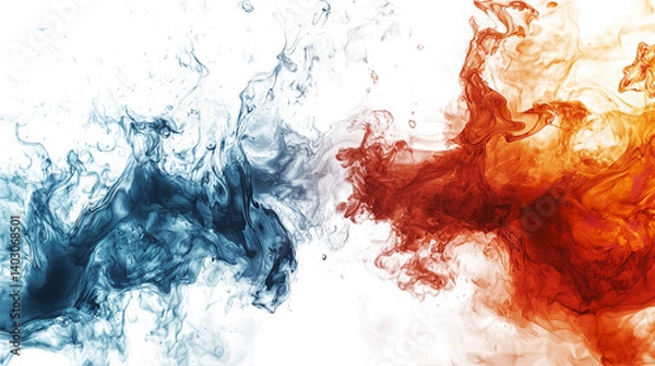 Obraz Abstract fire and ice background design wallpaper smoke watercolor art illustration graphic element 4k on transparent background