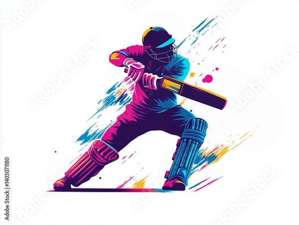 Obraz cricket batsman vector illustration
