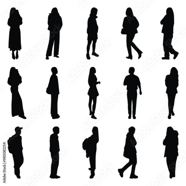 Fototapeta Vector collection set of individual people silhouettes.	
