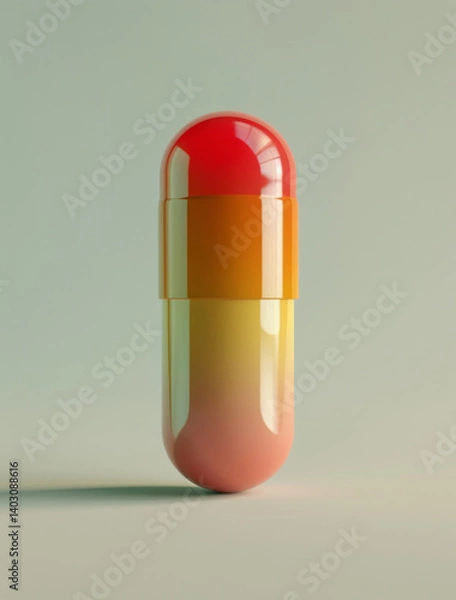 Obraz Healthcare, pill and medicine with colorful capsule for drug development, science and clinical trial. Pharmaceutical, medication and graphic of tablet for medical healing, help and healthy treatment