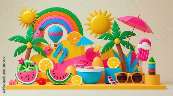 Obraz summer beach items