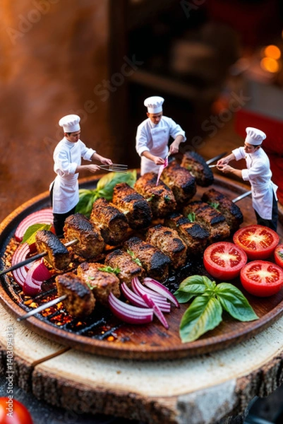 Obraz grilled meat and vegetables