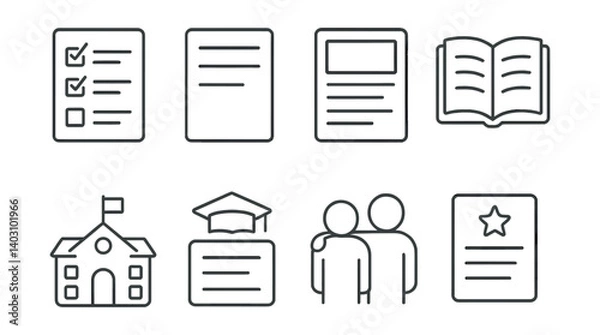 Fototapeta Set of icons for school and education