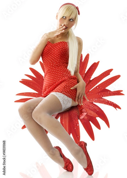 Obraz blond pinup in red