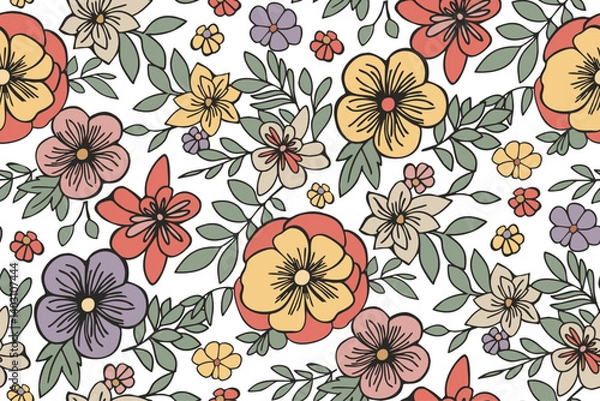 Obraz Vintage Botanical Seamless Pattern vector