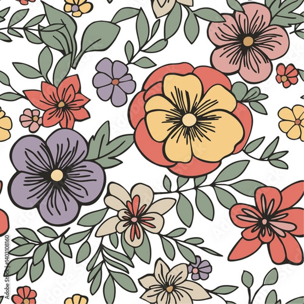 Obraz Vintage Botanical Seamless Pattern vector