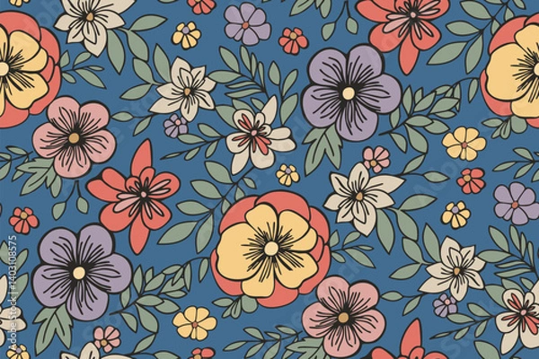 Obraz Vintage Botanical Seamless Pattern vector