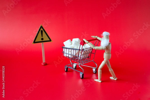 Fototapeta A concept that warns about the dangers of consuming sugar and products containing sugar in large quantities