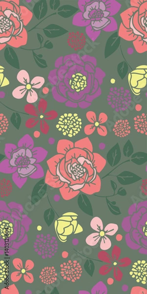 Obraz Vintage Botanical Seamless Pattern vector