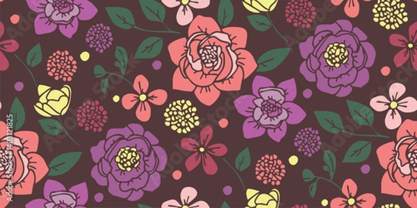Obraz Vintage Botanical Seamless Pattern vector