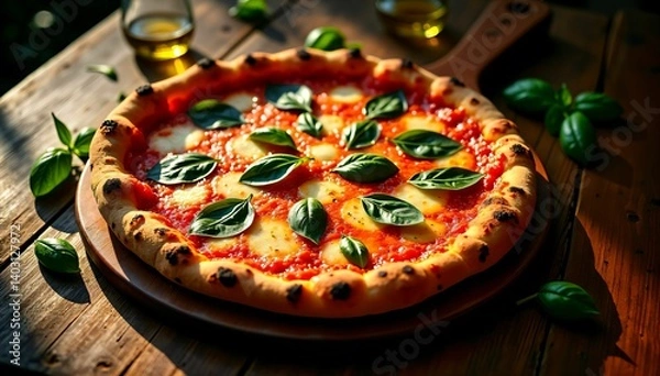 Obraz pizza on a wooden table