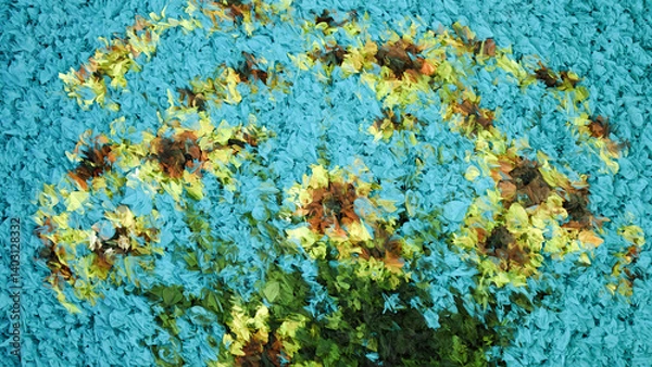 Obraz Abstract Pointillist Queen Daisies 3D Illustration