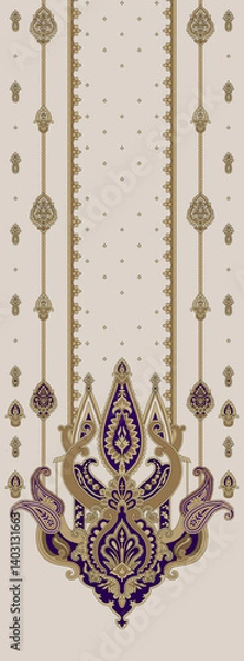 Fototapeta Beautiful Mughal art textile design pattern with beautiful colours for digital print	