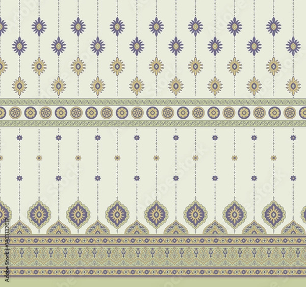 Fototapeta Beautiful Mughal art textile design pattern with beautiful colours for digital print	