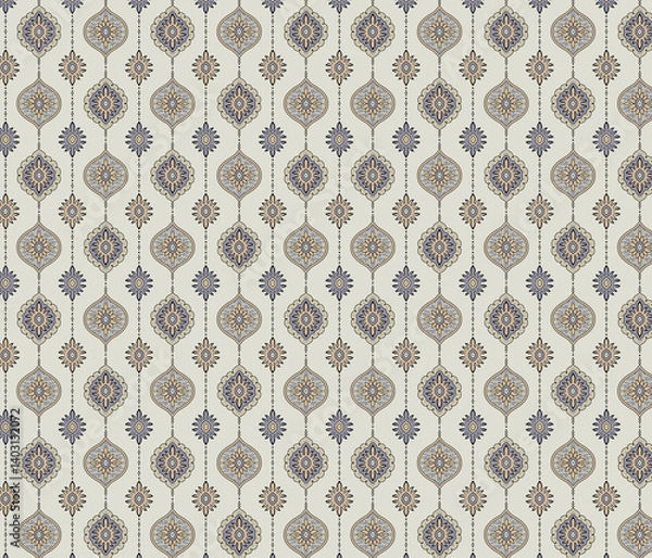 Fototapeta Beautiful Mughal art textile design pattern with beautiful colours for digital print	