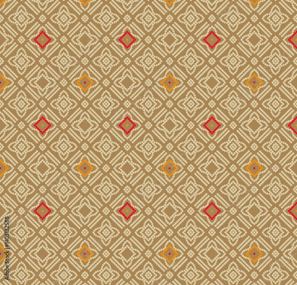 Fototapeta Beautiful Mughal art textile design pattern with beautiful colours for digital print	