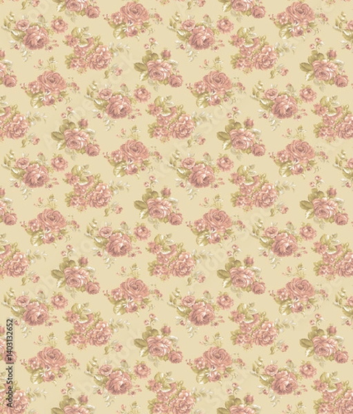 Fototapeta Beautiful Mughal art textile design pattern with beautiful colours for digital print	