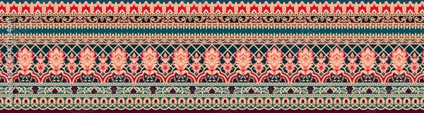 Fototapeta Beautiful Mughal art textile design pattern with beautiful colours for digital print