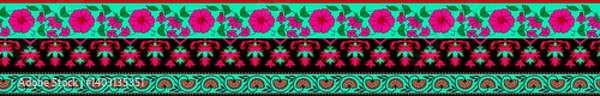 Fototapeta Beautiful Mughal art textile design pattern with beautiful colours for digital print