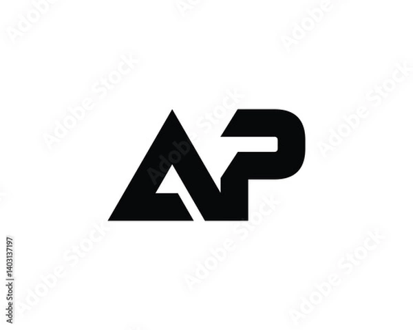Fototapeta AP logo design vector template. AP