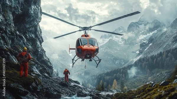 Obraz Mountain rescue helicopter
