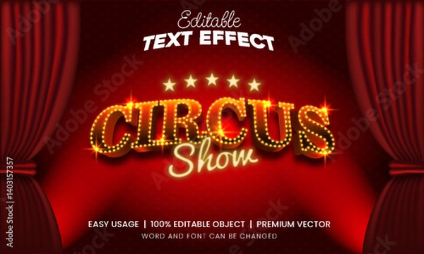 Fototapeta Circus show editable text effect premium vector