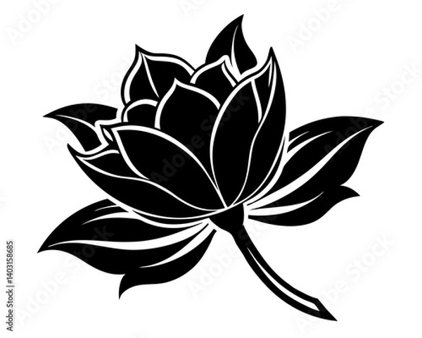 Fototapeta Hand Drawn Flower Silhouette Vector & SVG, Flower Vector Design