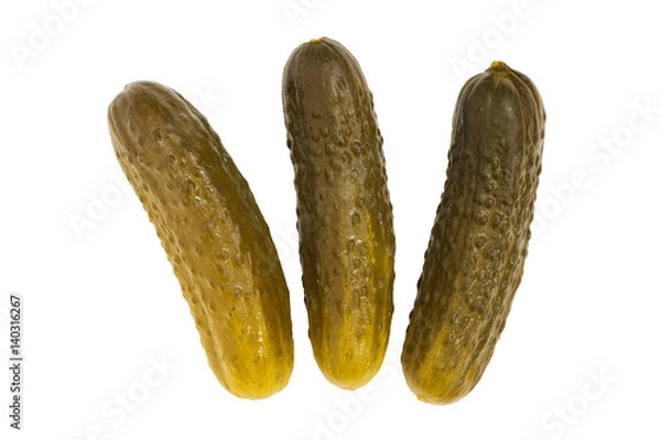 Fototapeta Pickled cucumber on white isolated background