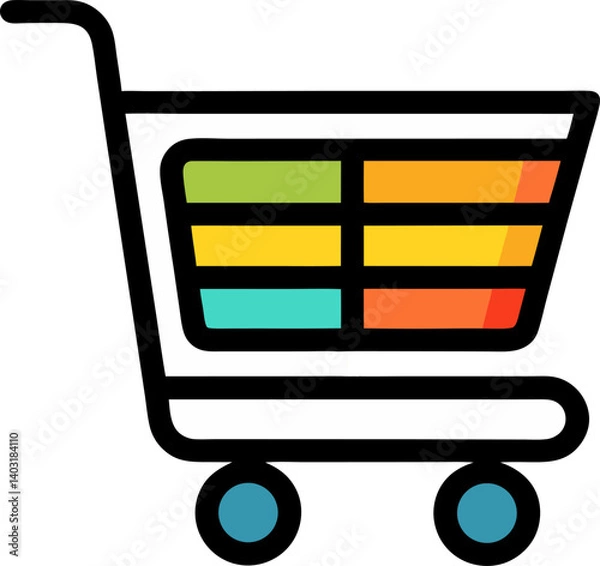 Obraz Colorful shopping cart  for retail and supermarket use transparent background