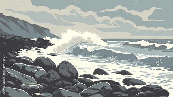 Obraz waves and rocks