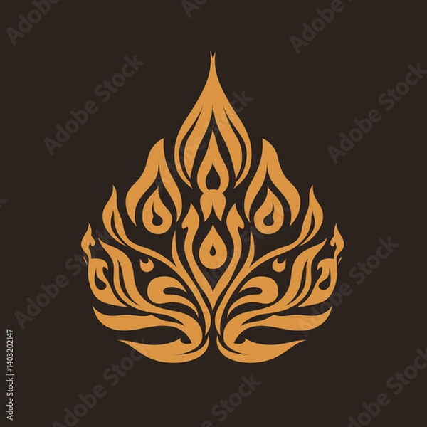 Fototapeta Simplified Thai flame motif design for modern graphic use