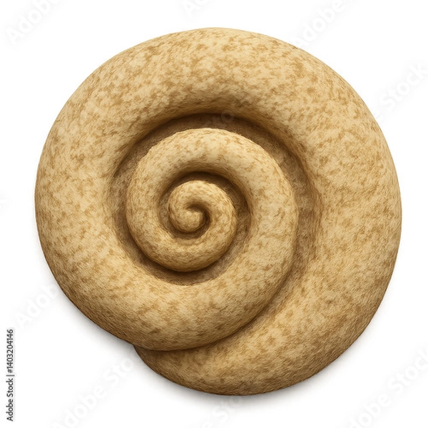 Fototapeta A spiral shaped object made of sand or clay. It is brown in color and has a rough texture