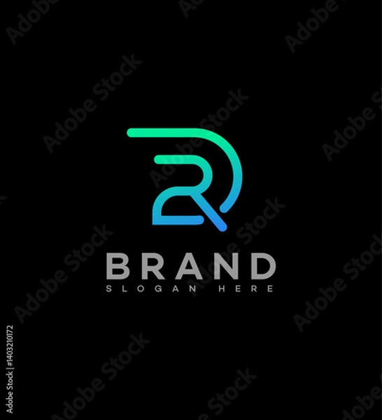 Fototapeta Modern Teal Gradient DR, RD Letter Logo Design Brand Identity