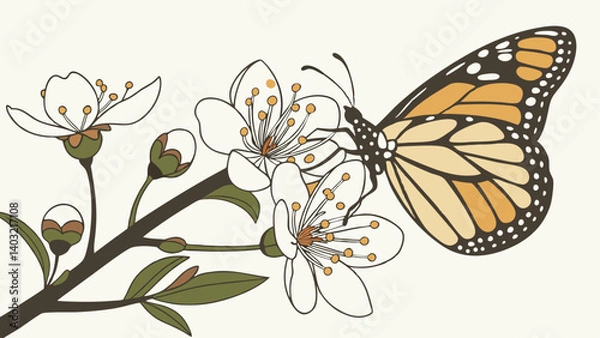 Obraz butterfly and flowers