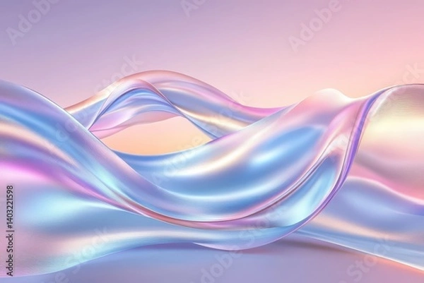 Obraz Iridescent flowing fabric waves against a gradient background