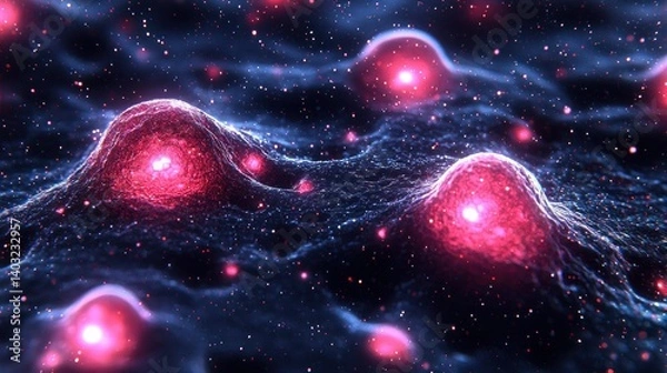 Obraz Microscopic Cellular Landscape: A Vivid Visualization of Biological Structures