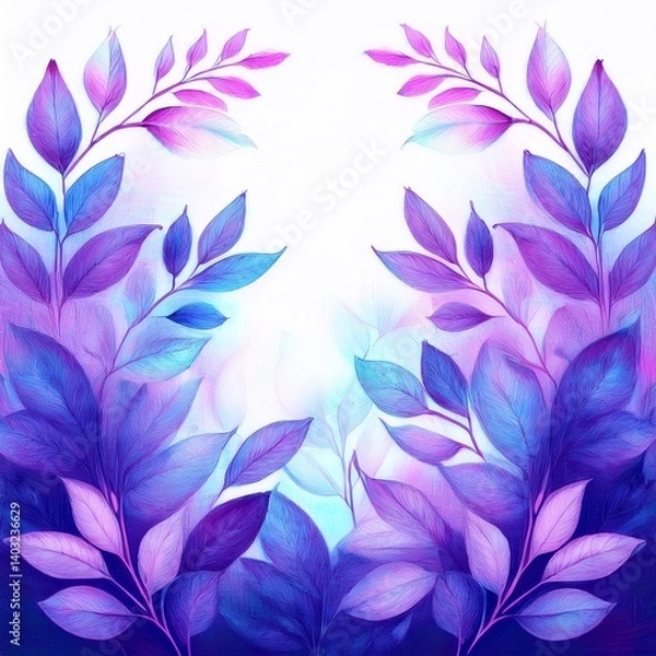 Fototapeta creative abstract border frame of seamless decorative leaves on background with copy space, graphic resource for design and creativity concept