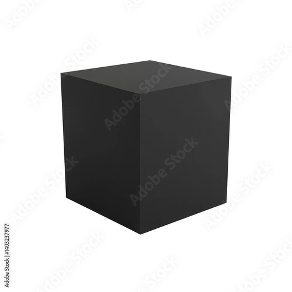Fototapeta Abstract Black Cube Minimalist 3D Geometric Shape