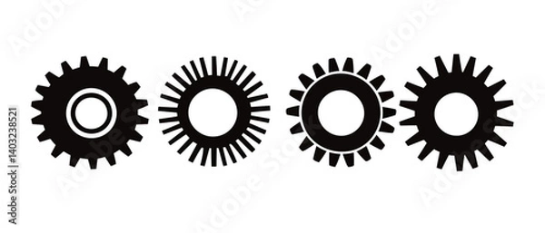 Fototapeta Gear vector set mechanical cogwheel industrial design machine part icons tool