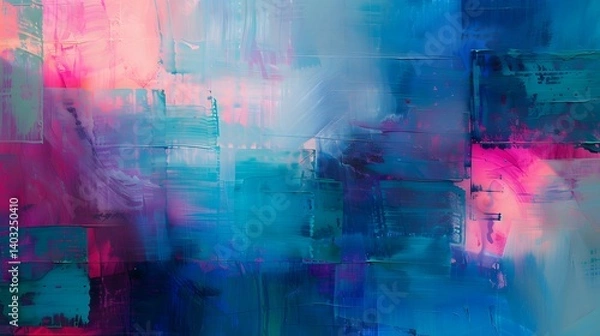 Fototapeta Textured Abstract Painted Canvas Background with Blue, Pink, and Purple Brushstrokes