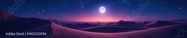 Fototapeta Vast, starlit desert; dunes bathed in moonlight, desert, dunes, environment
