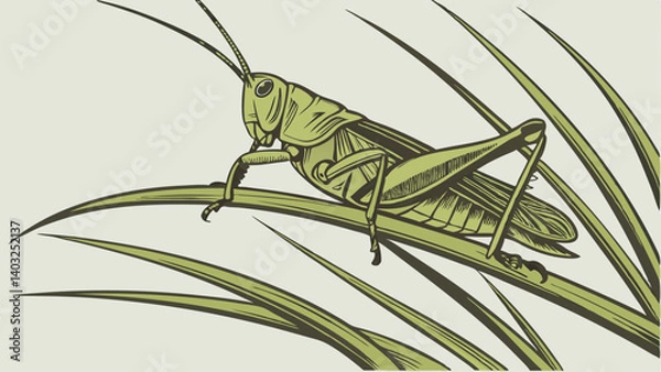 Obraz grasshopper on a leaf