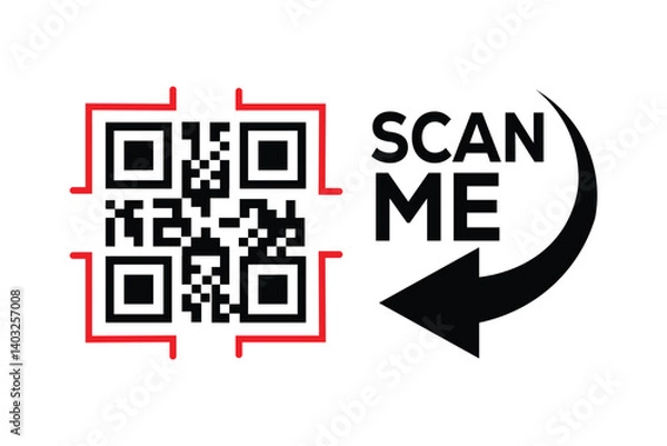 Fototapeta QR code scan icon set. Scan me frame. QR code scan for smartphone. QR code for mobile app, payment and identification. Vector illustration.