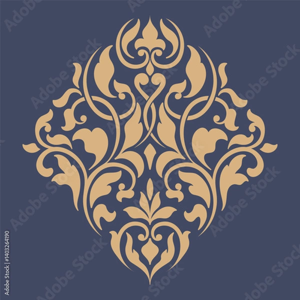 Obraz Vector damask stencil element. Floral baroque ornament pattern design. Vintage victorian arabesque motif.