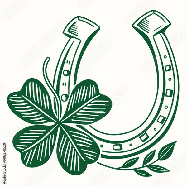 Obraz Horseshoe lucky symbol with clover st patricks vector image (18).eps