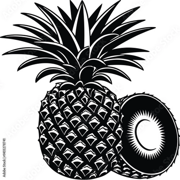 Fototapeta Pineapple silhouette icon vector image (24).eps