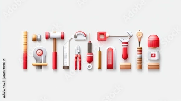 Obraz Engineering tool icon set concept. Assortment of modern flat icons for engineering tools