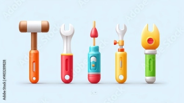 Fototapeta Engineering tool icon set concept. Clean and simple engineering tool icon set with hammer pliers and other equipment